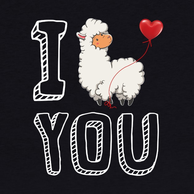 I Love You Llama Valentine T-shirt by Elsie